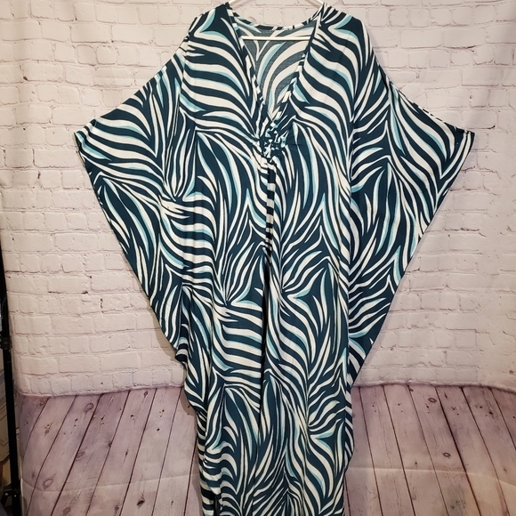 Tropical Print Caftan Dress Coverup - Picture 1 of 3